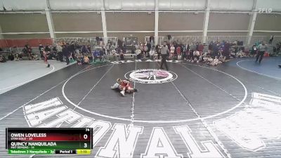 74 lbs Quarters & Wb (16 Team) - Owen Loveless, Utah Gold vs Quincy Nanquilada, Mat Demons