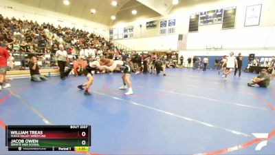 150 lbs Champ. Round 2 - William Treas, Yucca Valley Wrestling vs Jacob Owen, Servite High School