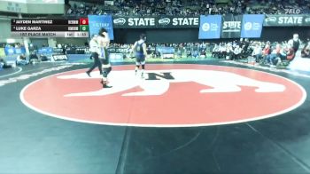 Boys 3A 132 lbs 1st Place Match - Luke Garza, Kent Meridian vs Jayden Martinez, Hermiston