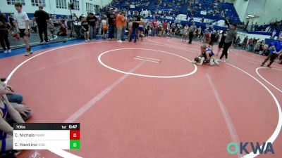 70 lbs Consi Of 8 #2 - Chance Nichols, Pawnee Peewee Wrestling vs Corbin Hawkins, Noble Takedown Club