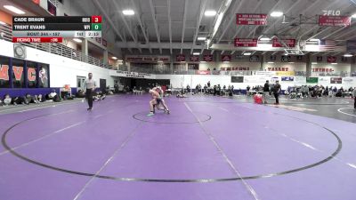 157 lbs Cons. Round 2 - Trent Evans, William Penn (Iowa) vs Cade Braun, Northwestern (Iowa)