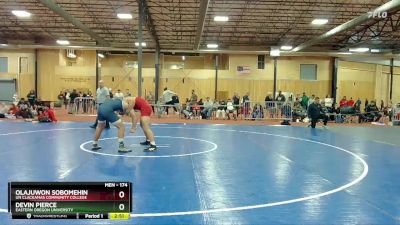 174 lbs Semifinal - Devin Pierce, Eastern Oregon University vs Olajuwon Sobomehin, UN Clackamas Community College