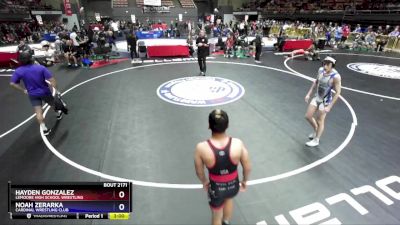 138 lbs Cons. Round 1 - Hayden Gonzalez, Lemoore High School Wrestling vs Noah Zerarka, Cardinal Wrestling Club