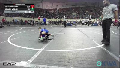 46 lbs Semifinal - Stetson Manuel, Newkirk Takedown Club vs Kanyon Moran, Chickasha Wrestling