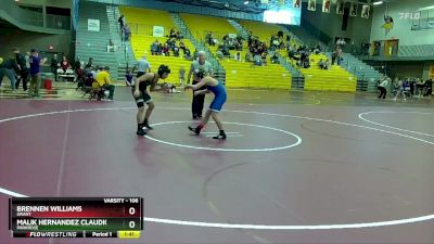 106 lbs Quarterfinal - Malik Hernandez Claudio, Parkrose vs Brennen Williams, Grant