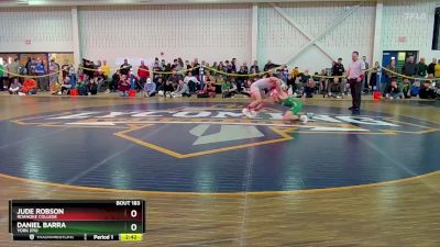 133 lbs Quarterfinal - Jude Robson, Roanoke College vs Daniel Barra, York (PA)