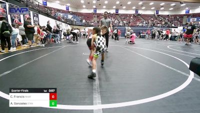 43 lbs Quarterfinal - Cannon Francis, Skiatook Youth Wrestling vs Antonio Gonzales, Standfast