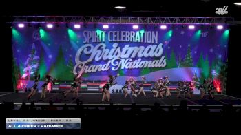 All 4 Cheer - Radiance [2025 L2.2 Junior - PREP - D2] 2025 Spirit Celebration Christmas Grand Nationals