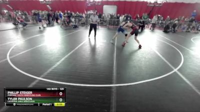 125 lbs Quarterfinal - Tyler Paulson, LaCrosse Area Wrestlers vs Phillip Steiger, Portage Youth Wrestling Club