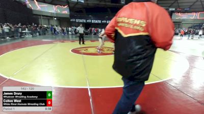 120 lbs 5th Place Match - James Drury, Whatcom Wrestling Academy vs Colton West, White River Hornets Wrestling Club