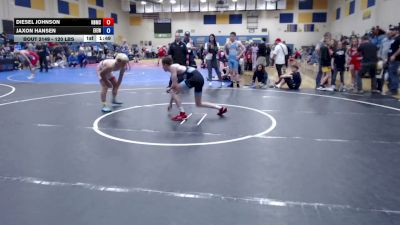 120 lbs Cons. Semis - Diesel Johnson, Nyssa Bulldog Mat Club vs Jaxon Hansen, East Idaho Elite Wrestling Club