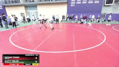 120 lbs Cons. Round 2 - Scotty Keller, Sanderson Wrestling Academy vs Nathan Toxqui, Indiana