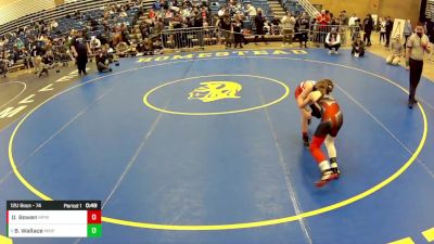 12U Boys - 74 lbs Cons. Round 4 - Brycen Wallace, Midwest Xtreme Wrestling vs Dominic Bowen, Michigan Premier WC