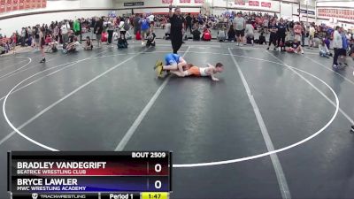 114 lbs Round 1 - Bradley Vandegrift, Beatrice Wrestling Club vs Bryce Lawler, MWC Wrestling Academy