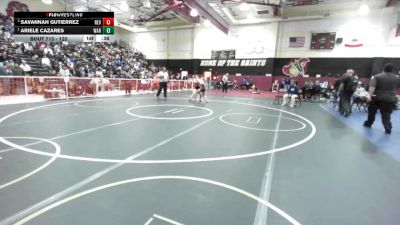 120 lbs Cons. Semi - Savannah Gutierrez, Redlands East Valley vs Ariele Cazares, Warren