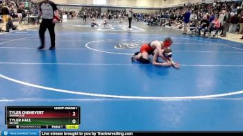 120 lbs Champ. Round 1 - Tyler Hall, Becker vs Tyler Chenevert, Farmington