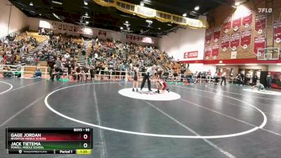 95 lbs Champ. Round 1 - Gage Jordan, Riverton Middle School vs Jack Tietema, Powell Middle School