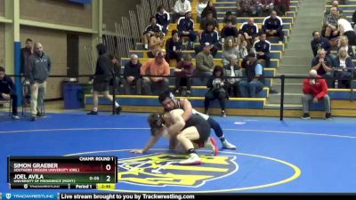 133 lbs Champ. Round 1 - Simon Graeber, Southern Oregon University (Ore.) vs Joel Avila, University Of Providence (Mont.)