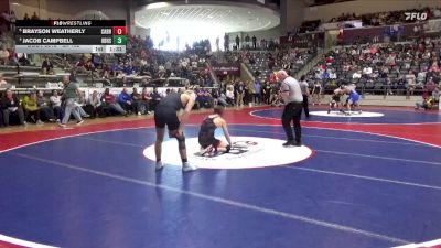 6A 132 lbs Quarterfinal - Brayson Weatherly, CABOT HIGH SCHOOL vs Jacob Campbell, Har-Ber High School