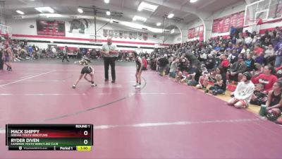 55-60 lbs Round 1 - Ryder Diven, Cameron Youth Wrestling Club vs Mack Shippy, Odessa Youth Wrestling