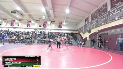 150 lbs Champ. Round 1 - Miguel Barraza, Xavier Prep vs Luke Reyes, West Valley