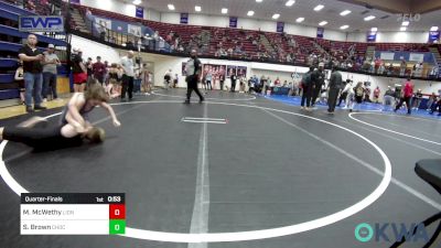 92 lbs Quarterfinal - Micah McWethy, Lions Wrestling Academy vs Sophie Brown, Choctaw Ironman Youth Wrestling