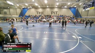 102 lbs Semifinal - Evelynn Jensen, Champions Wrestling Club vs Millie Wise, Shootbox