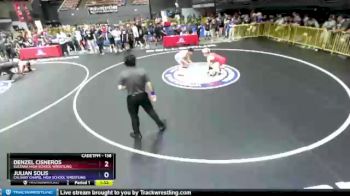 138 lbs Champ. Round 1 - Denzel Cisneros, Sultana High School Wrestling vs Julian Solis, Calvary Chapel High School Wrestling