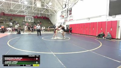 133 lbs Cons. Round 3 - Donovan Duncan, Sacramento City College vs Aaron Lopez, Santa Ana College