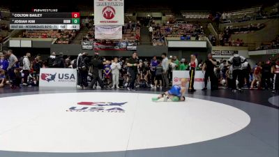 Intermediate Boys - 71 lbs 5th Place Match - Colton Bailey vs Josiah Kim, RBWC (Rancho Bernardo Wrestling Club)