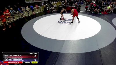 215 lbs Champ. Round 2 - Pascual Garcia Iii, South High School Wrestling vs Zachary Sendejas, Righetti High School Wrestling