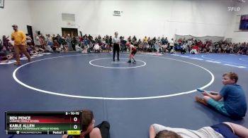 70-75 lbs Round 2 - Ben Pence, Laramie Middle School vs Kable Allen, Glenrock Intermediate Middle School