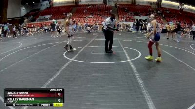 110 lbs Cons. Semi - Kelley Hageman, CPWA vs Jonah Yoder, Lake Youth Wrestling