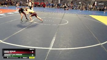 130 lbs Semis & 1st Wrestleback (8 Team) - Owen Rohlik, Wabasso vs Serenity Halverson, Farmington