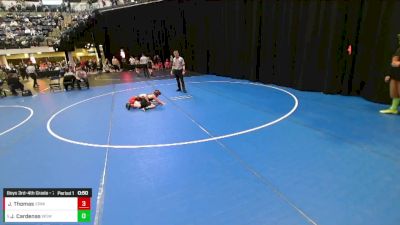 Boys 3rd-4th Grade - 77 Cons. Round 2 - Jade Thomas, Iowa vs Jameson Cardenas, West Des Moines Wrestling Club