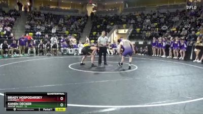 157 lbs Quarterfinal - Brady Hospodarsky, Alburnett vs Kanen Decker, Wapsie Valley