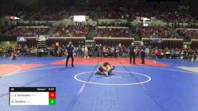 65 lbs Champ. Round 2 - Jaymeson Sorenson, North Montana Wrestling Club vs Daniel Sendra, Manhattan Wrestling Club