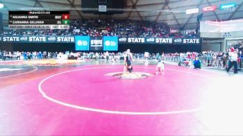 Girls 1B/2B/1A 100 Champ. Round 2 - Julianna Smith, Montesano (Girls) vs Carianna Gillihan, Zillah (Girls)