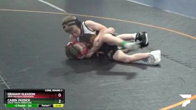 49 lbs Cons. Round 2 - Casen Passick, Leslie Youth Wrestling vs Graham Gleason, West Michigan Defenders