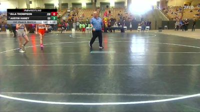 91 lbs 1st Place Match - Ella Thompson, Junior Cyclones Wrestling vs Austin Haney, Grindhouse