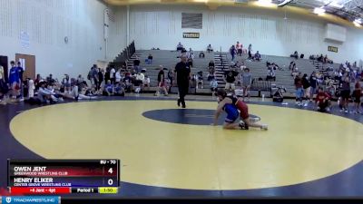 70 lbs 7th Place Match - Owen Jent, Greenwood Wrestling Club vs Henry Eliker, Center Grove Wrestling Club