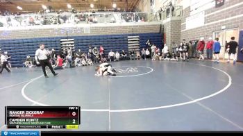 98 lbs Semifinal - Camden Kuntz, Southern Idaho Wrestling Club vs Ranger Zickgraf, Fighting Squirrels