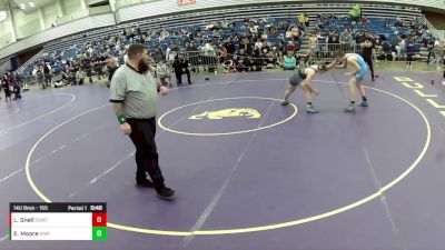 14U Boys - 155 lbs Champ. Round 1 - Emerson Moore, Wentzville Wrestling Federation vs Lincoln Snell, South Side Wrestling Club