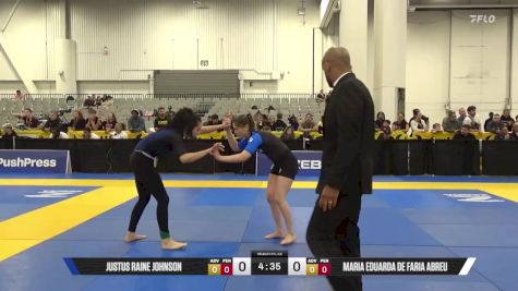 MARIA EDUARDA DE FARIA ABREU vs JUSTUS RAINE JOHNSON 2025 World IBJJF Jiu-Jitsu No-Gi Championship