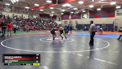 220 lbs Cons. Round 1 - Oscar Plasencia, St. Augustine vs Ian Hayasaka, Southwest