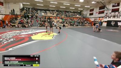 49-53 lbs Cons. Round 1 - Nash Bowker, Thermopolis Wrestling Club vs Beau Kiser, Worland Wrestling Club