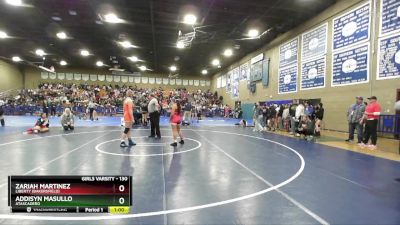 130 lbs Cons. Round 3 - Zariah Martinez, Liberty (Bakersfield) vs Addisyn Masullo, Atascadero