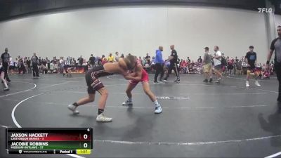 96 lbs Round 2 (10 Team) - Jacobie Robbins, Missouri Outlaws vs Jaxson Hackett, Lake Gibson Braves