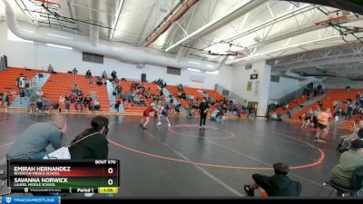 115-124 lbs 1st Place Match - Savanna Norwick, Laurel Middle School vs Emirah Hernandez, Riverton Middle School