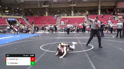 64 lbs Cons. Round 6 - Zayne Wieneke, Lawrence Elite vs Luke Harshman, Chase County Wrestling Club